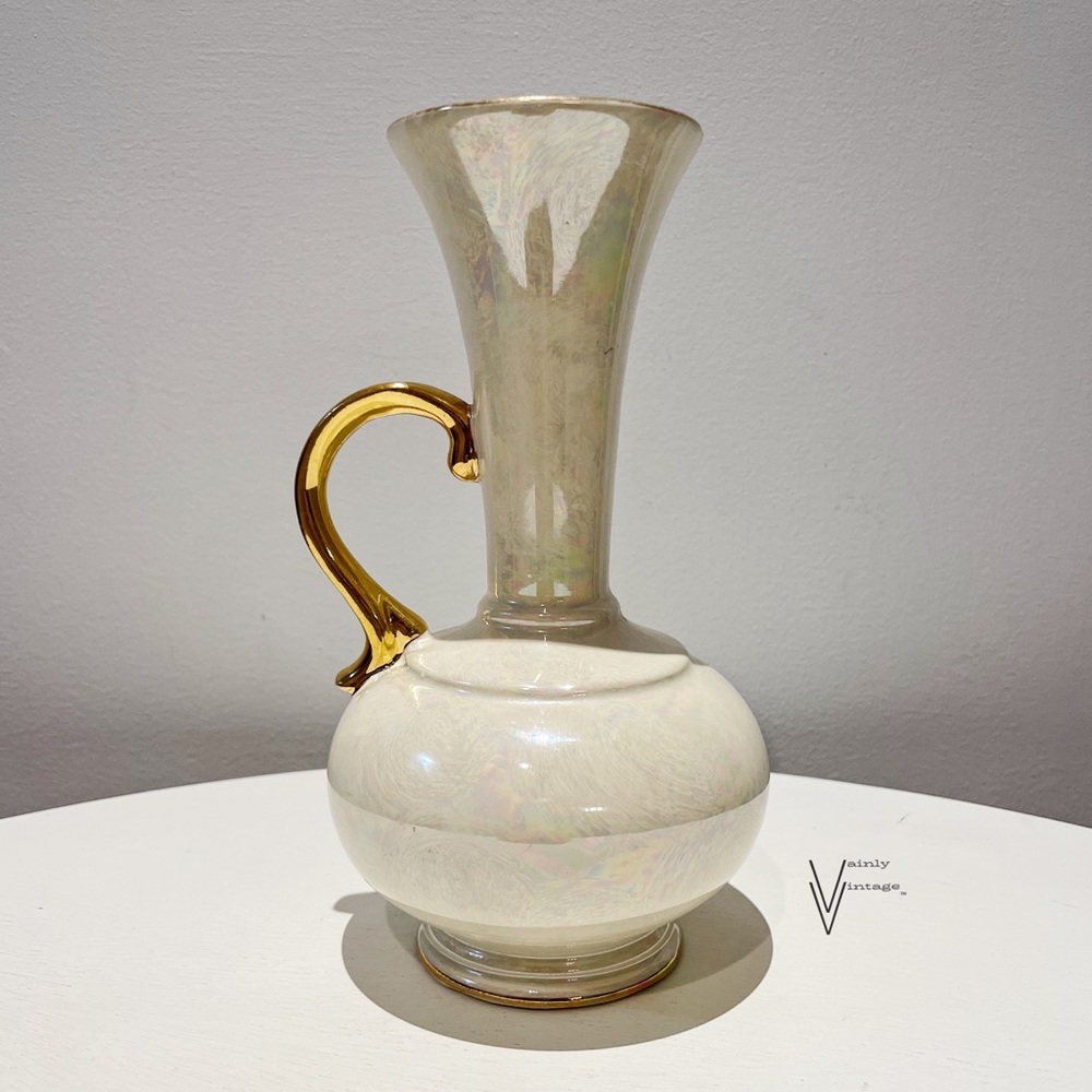 Vtg 50s Pearl China Co. 22kt gold trimmed pitcher